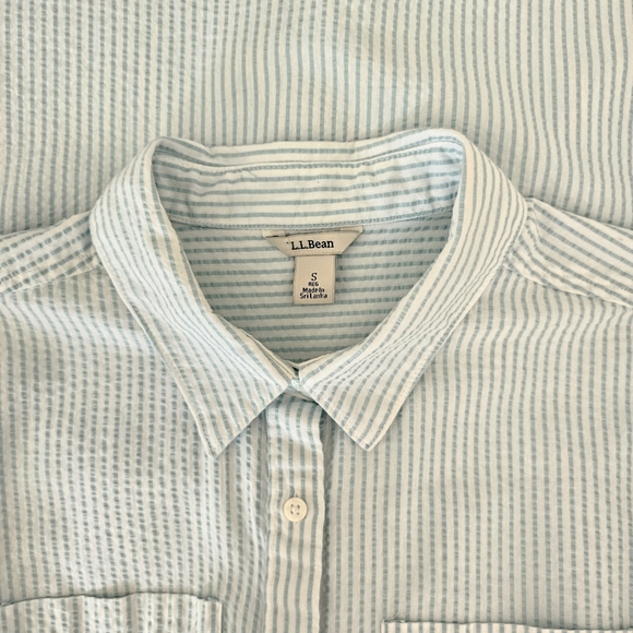 LL Bean Vacationland Seersucker Shirt Long-Sleeve - Picture 4 of 16